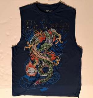 Y2K Ed Hardy Dragon Navy Tank Top Size S